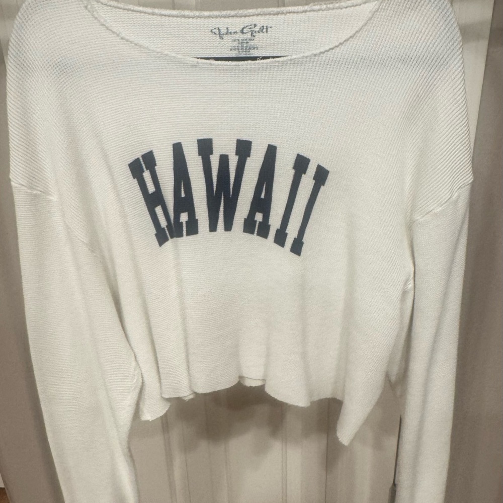 John Galt/Brandy Melville waffled cropped light weight long sleeve top.